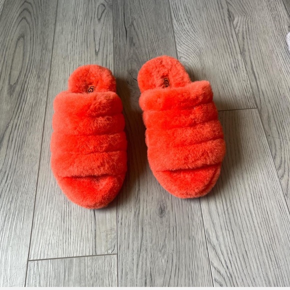UGG Shoes - UGG Vibrant Orange Fuzzy Slippers
